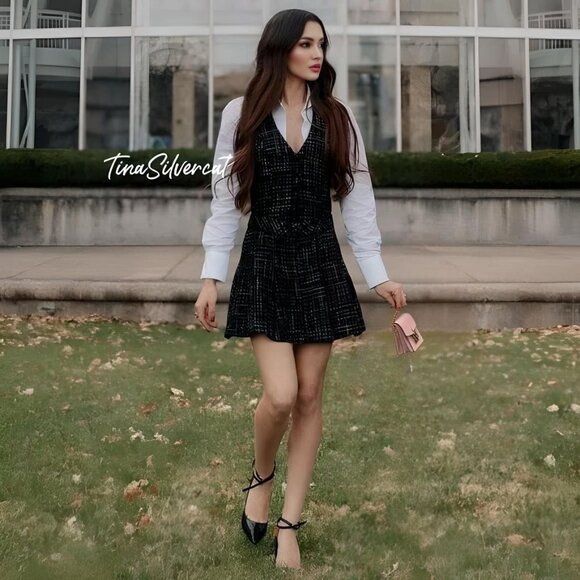 BLOGGER'S FAVE! Zara Contrasting Tweed Mini Dress NWT - Picture 8 of 16